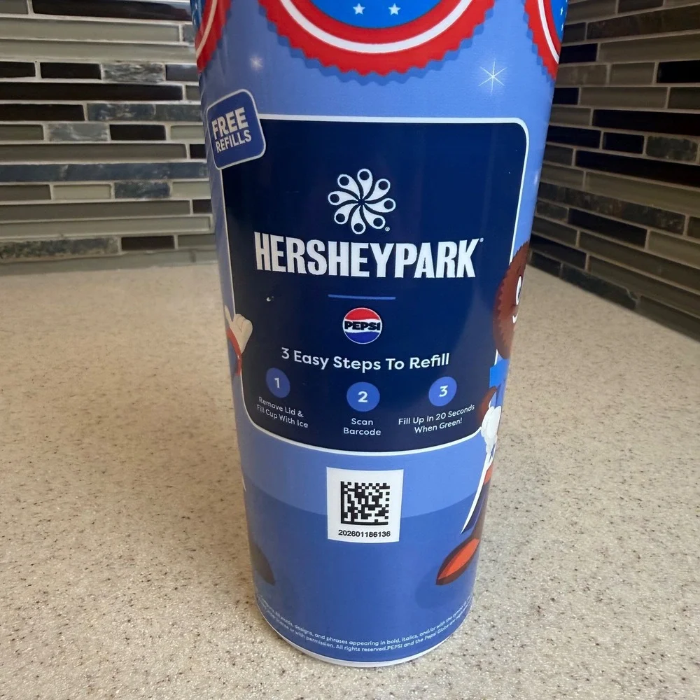 Hersheypark 2026 Souvenir Refillable Cup Tumbler w/ Handle USA 250th Anniversary